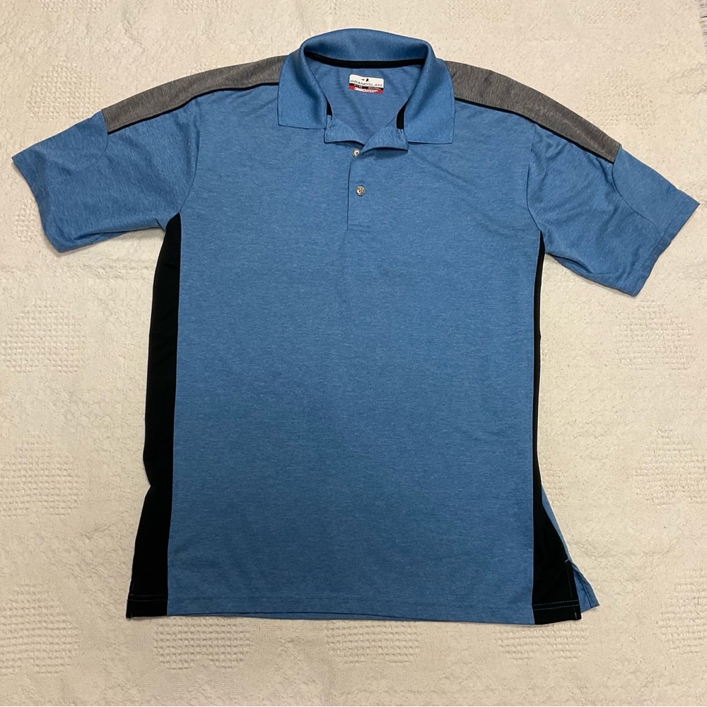 Grand Slam Size L Men’s Blue/Gray Short Sleeve Golf Polo Shirt